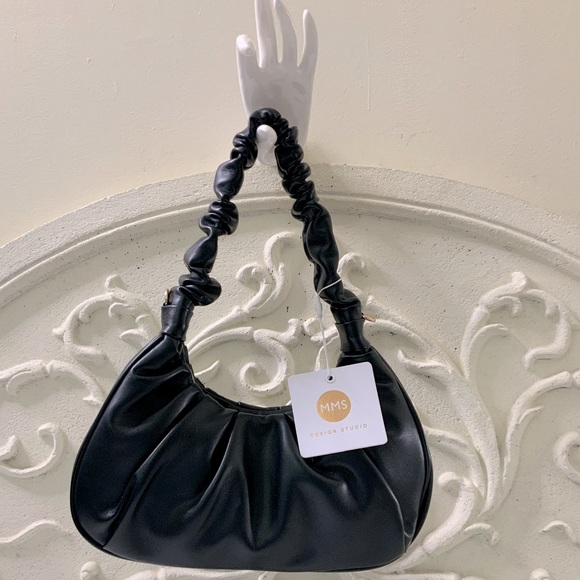Black Ruched Mini Handbag NWT - Picture 3 of 9